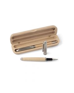 LOCKPORT - Parure de stylo bille et roller en bois