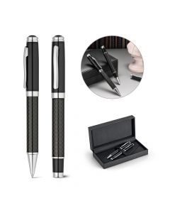 CHESS - Kit roller et stylo à bille en métal et fibre de carbone
