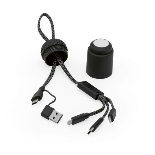 VERSACORD - Câble de charge 5-en-1 rPET, tube de rangement rABS