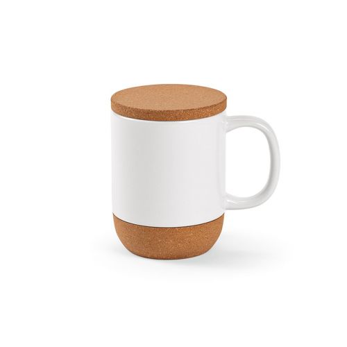 EBRO - Mug en céramique, bouchon/base en liège 380 ml. Sublimation