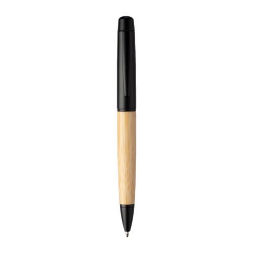 ANKE - Stylo bille twist en acier inoxydable et bambou 