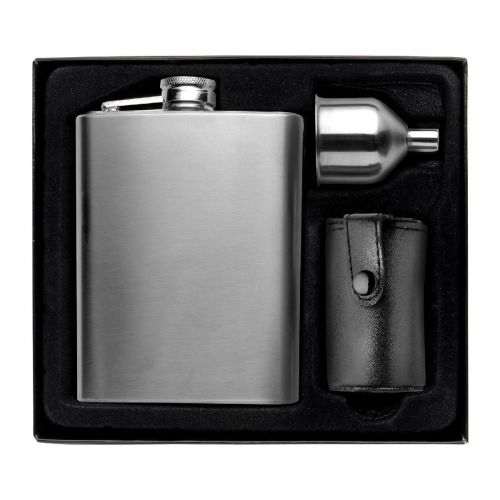 BRITTANY - Set flasque et verres en acier noxydable  