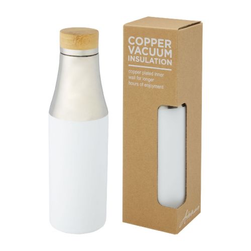 HULAN - Bouteille  de 540 ml en acier inoxydable avec  cuivre et isolation par le vide avec couvercle en bambou