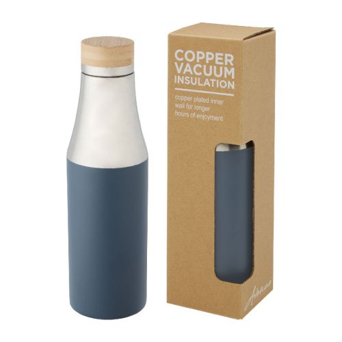 HULAN - Bouteille  de 540 ml en acier inoxydable avec  cuivre et isolation par le vide avec couvercle en bambou