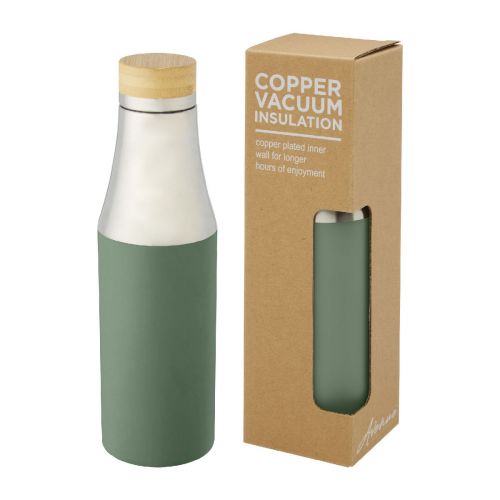 HULAN - Bouteille  de 540 ml en acier inoxydable avec  cuivre et isolation par le vide avec couvercle en bambou