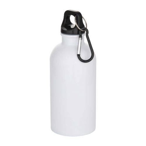 STEELBOTTLE 400 -Bouteille d’eau Oregon de 400 ml en acier inoxydable recyclé à simple paroi certifié RCS avec mousqueton (impression par subl