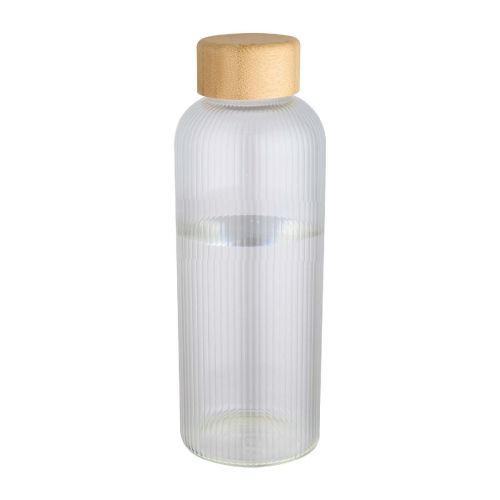 MIRAGE -Bouteille en verre borosilicate simple paroi de 650 ml avec couvercle en bambou