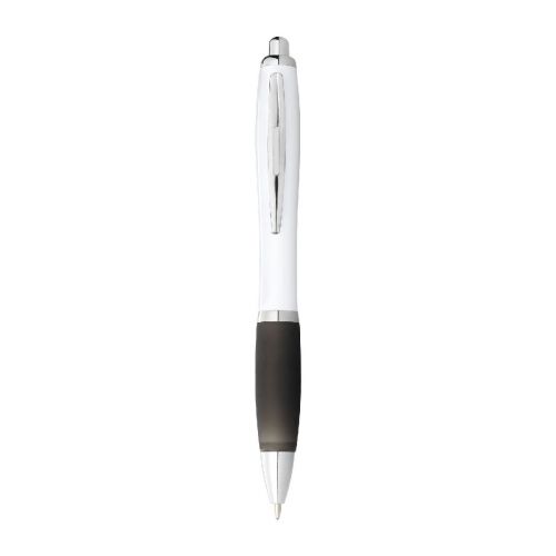 NASH - Stylo bille avec corps blanc et grip coloré  (encre noire)