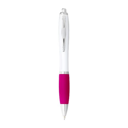 NASH - Stylo bille avec corps blanc et grip coloré  (encre noire)