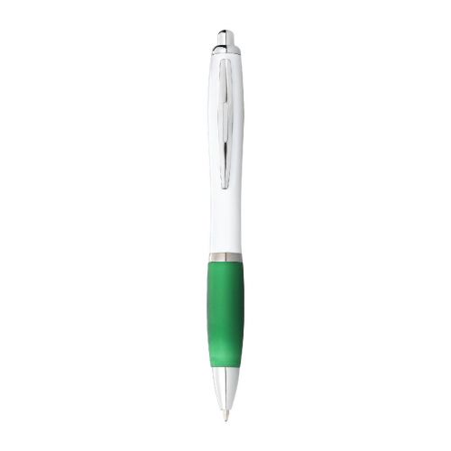 NASH - Stylo bille avec corps blanc et grip coloré  (encre bleue)
