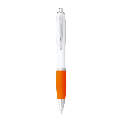 NASH - Stylo bille avec corps blanc et grip coloré  (encre bleue)