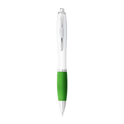 NASH - Stylo bille avec corps blanc et grip coloré  (encre bleue)