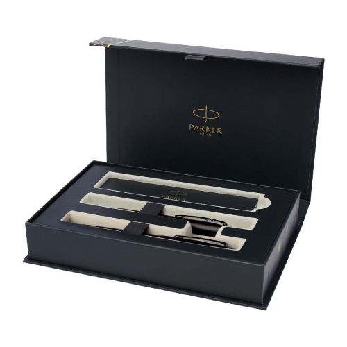 PARKER -Parure IM avec stylo roller et stylo bille achromatiques (encre noire/bleue)