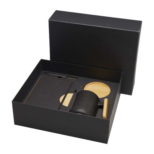 LAURA -Coffret cadeau avec carnet à couverture rigide A5 et stylo bille (encre noire)