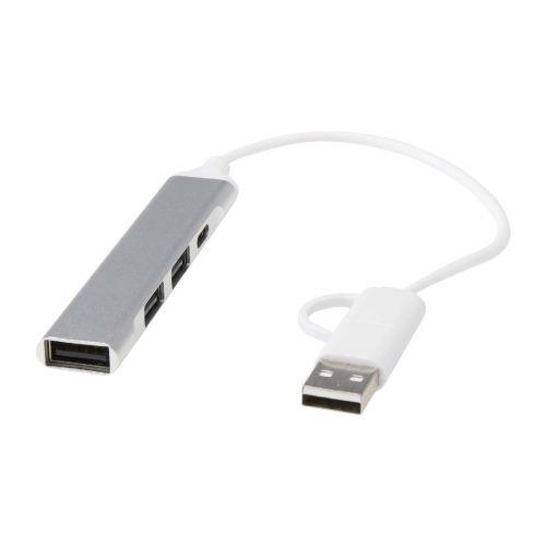 ALKAID -Hub USB-A et Type-C à 4 ports en aluminium recyclé avec double entrée