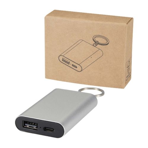 ARCTURUS -Batterie de secours en aluminium recyclé de 2 000 mAh avec porte-clés
