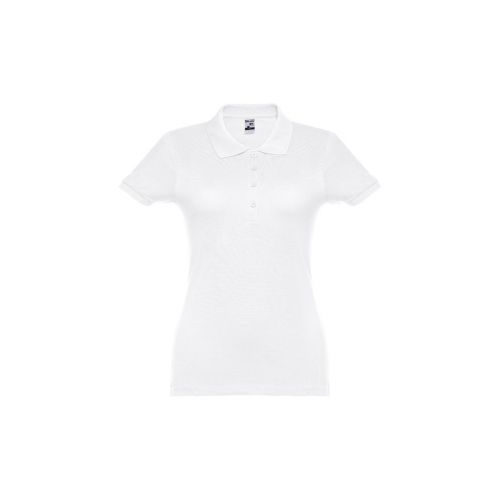 THC EVE WH - Polo manches courtes ceinturé pour femme en coton cardé