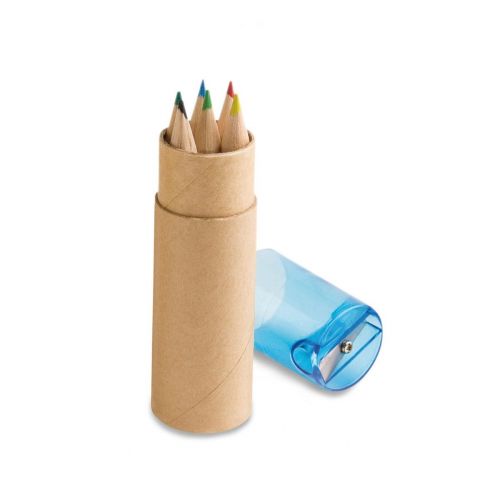 ROLS - Boîte à crayons avec 6 crayons de couleur et taille-crayon