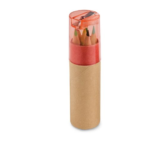 ROLS - Boîte à crayons avec 6 crayons de couleur et taille-crayon