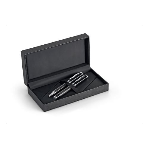 CHESS - Kit roller et stylo à bille en métal et fibre de carbone avec mécanisme twist