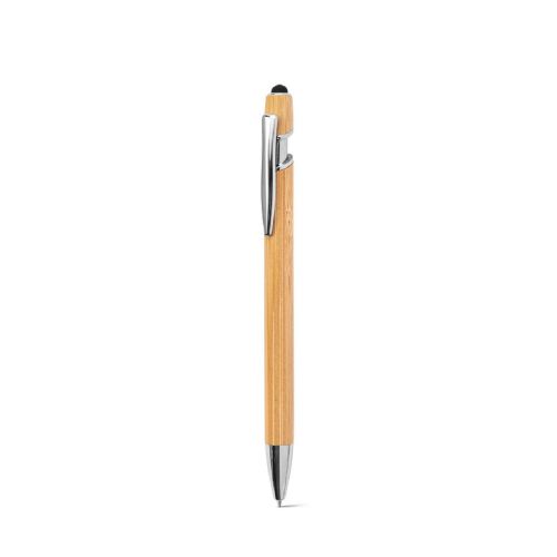 NEIL BAMBOO - Stylo à bille en bambou avec détails en aluminium chromé