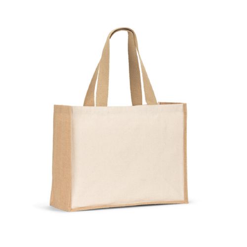 HELSINQUE - Sac en toile (320 g/m²), avec fond et côtés en jute laminé (350 g/m²) dans des tons naturels