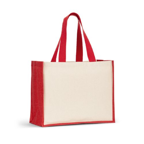 HELSINQUE COLOUR - Sac en toile (320 g/m²), avec fond et côtés en jute laminé (350 g/m²) de couleur