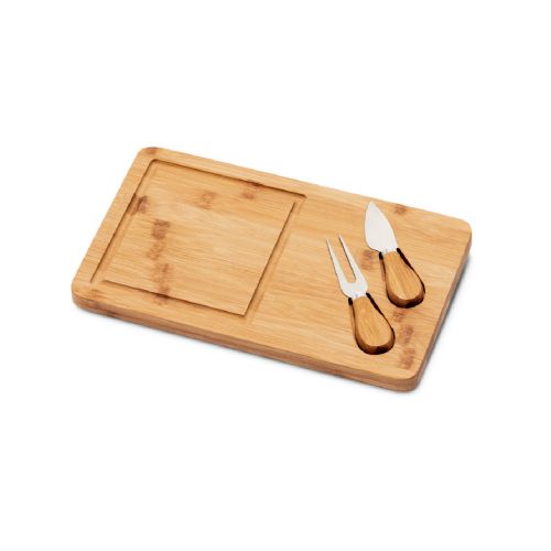 WOODS - Plateau de formage avec 2 ustensiles en bambou e acier inoxydable