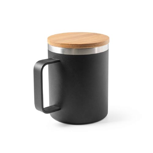 LAUDA - Mug en acier inoxydable recyclé à 90% avec couvercle en bambou 420 mL