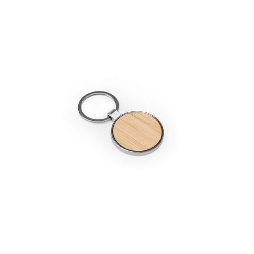GASTON ROUND - Porte-clés rond en zinc et bambou