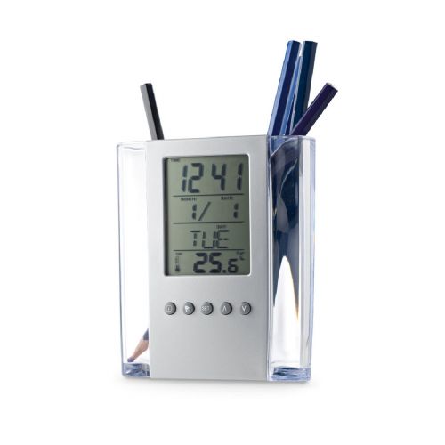 EDEM - Horloge de bureau numérique multifonctionnelle avec porte-stylos