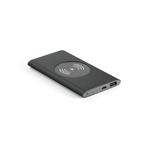 CASSINI - Power bank 4 000 mAh avec chargeur sans fil 5W en aluminium recyclé (100 % rAL)