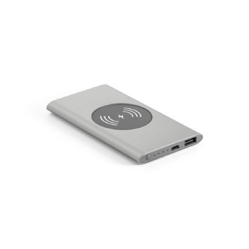 CASSINI - Power bank 4 000 mAh avec chargeur sans fil 5W en aluminium recyclé (100 % rAL)