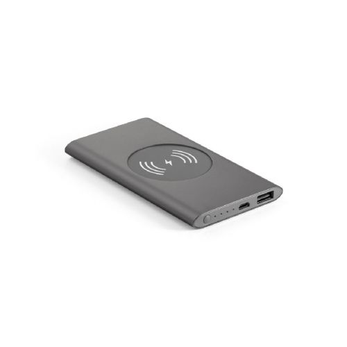 CASSINI - Power bank 4 000 mAh avec chargeur sans fil 5W en aluminium recyclé (100 % rAL)
