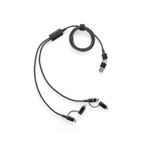 BERTOZZI - Câble USB ultra rapide 6 en 1 en aluminium recyclé (20 %) et PET recyclé (4 %)