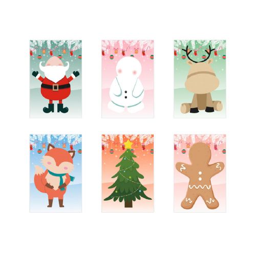 GLIMN - Set de six feuilles avec figurines de Noël et 3 feuilles d'autocollants