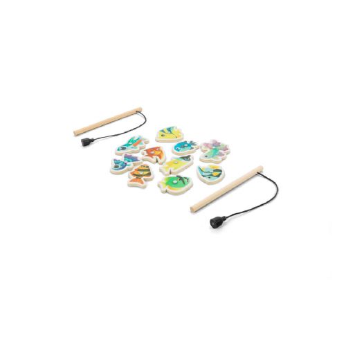 FISHY - Jeu de pêche composé de 10 poissons en bois, idéal pour les enfants