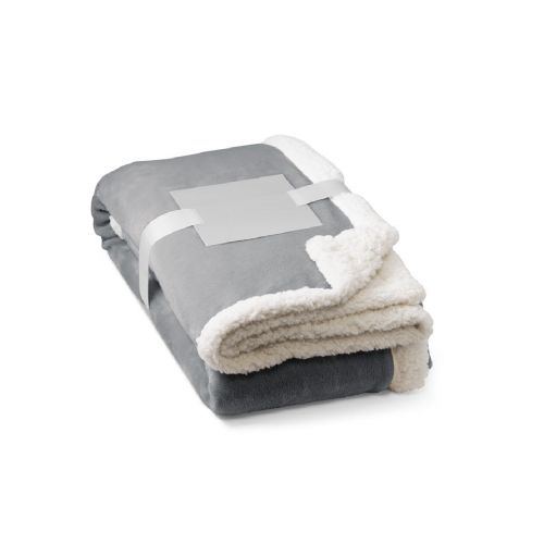 HEIDEN - Couverture polaire réversible (190 g/m²) avec ruban de satin et carte personnalisée