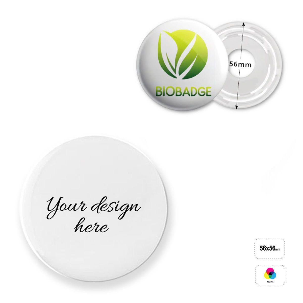 PIN BIO ROUND 56 - broche ronde biodégradable, 56x56 mm | GL500112F