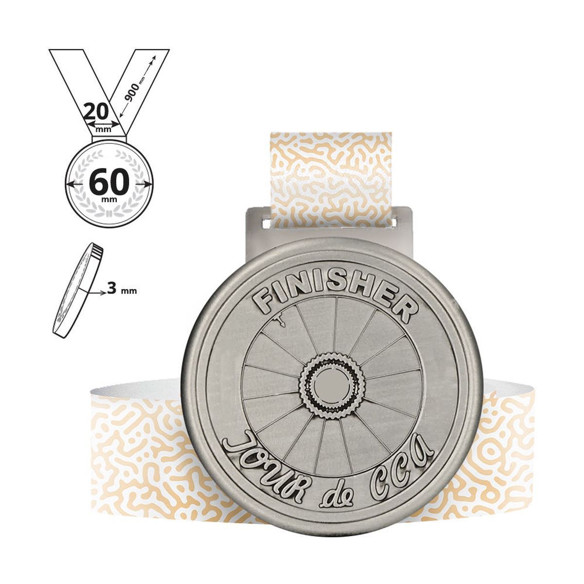 BIKILA - médaille en alliage de zinc 3 mm, 60x60 mm | GL701030C