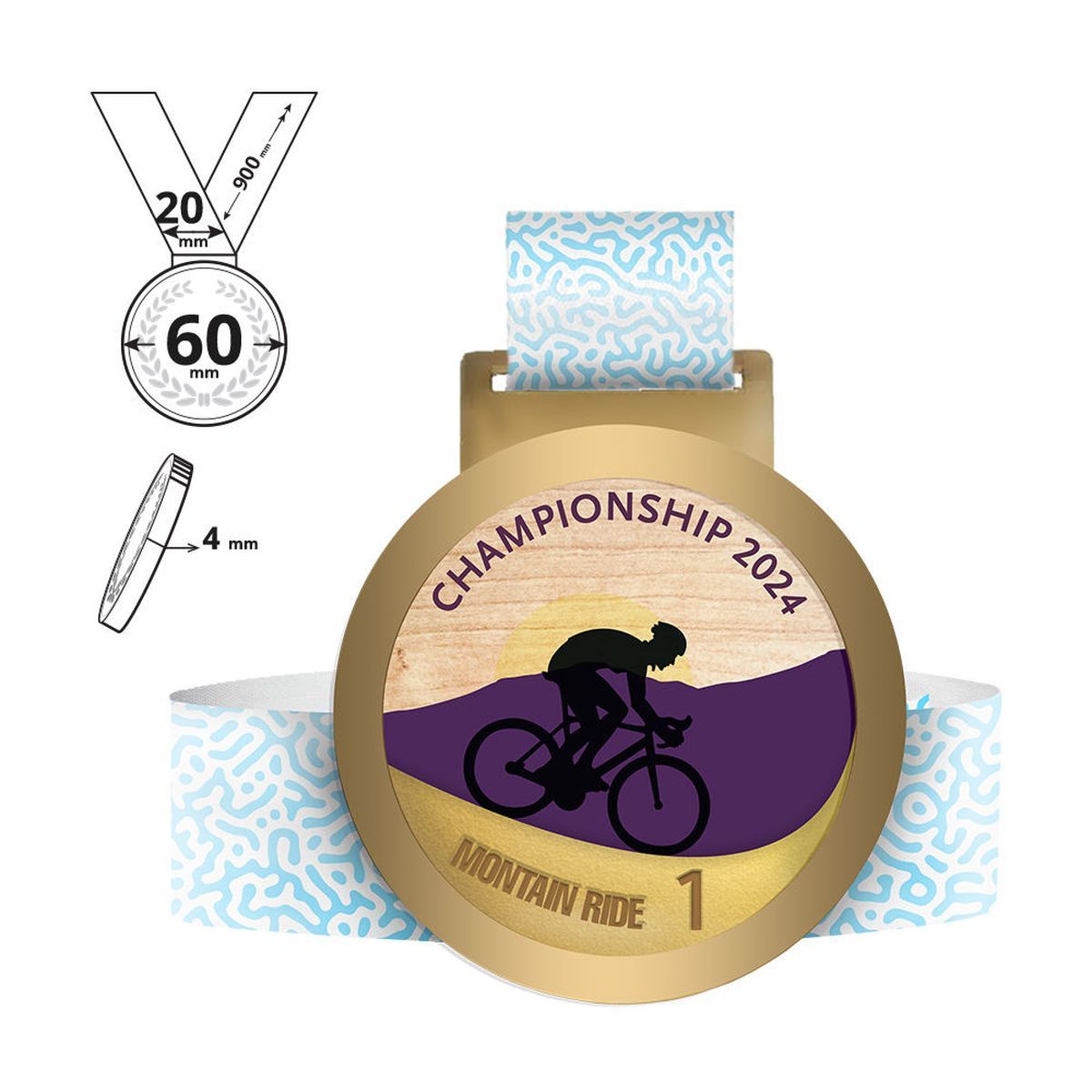 NIKKO - médaille en acier et contreplaqué 4mm, 60x60 mm | GL711540C