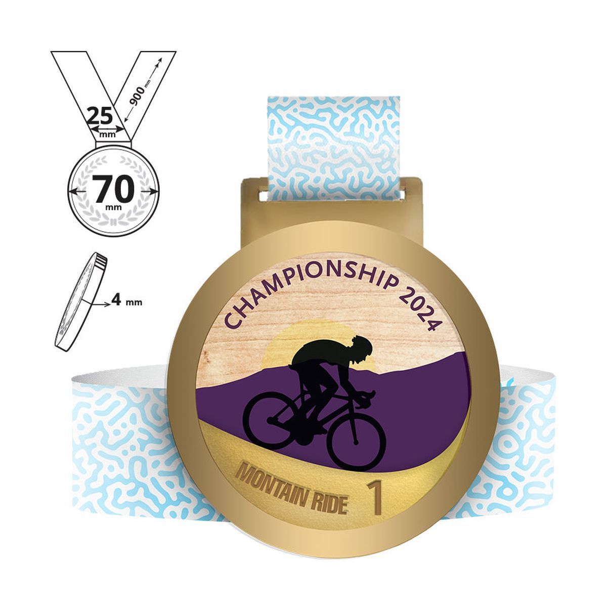 NIKKO - médaille en acier et contreplaqué 4mm, 70x70 mm | GL711540D