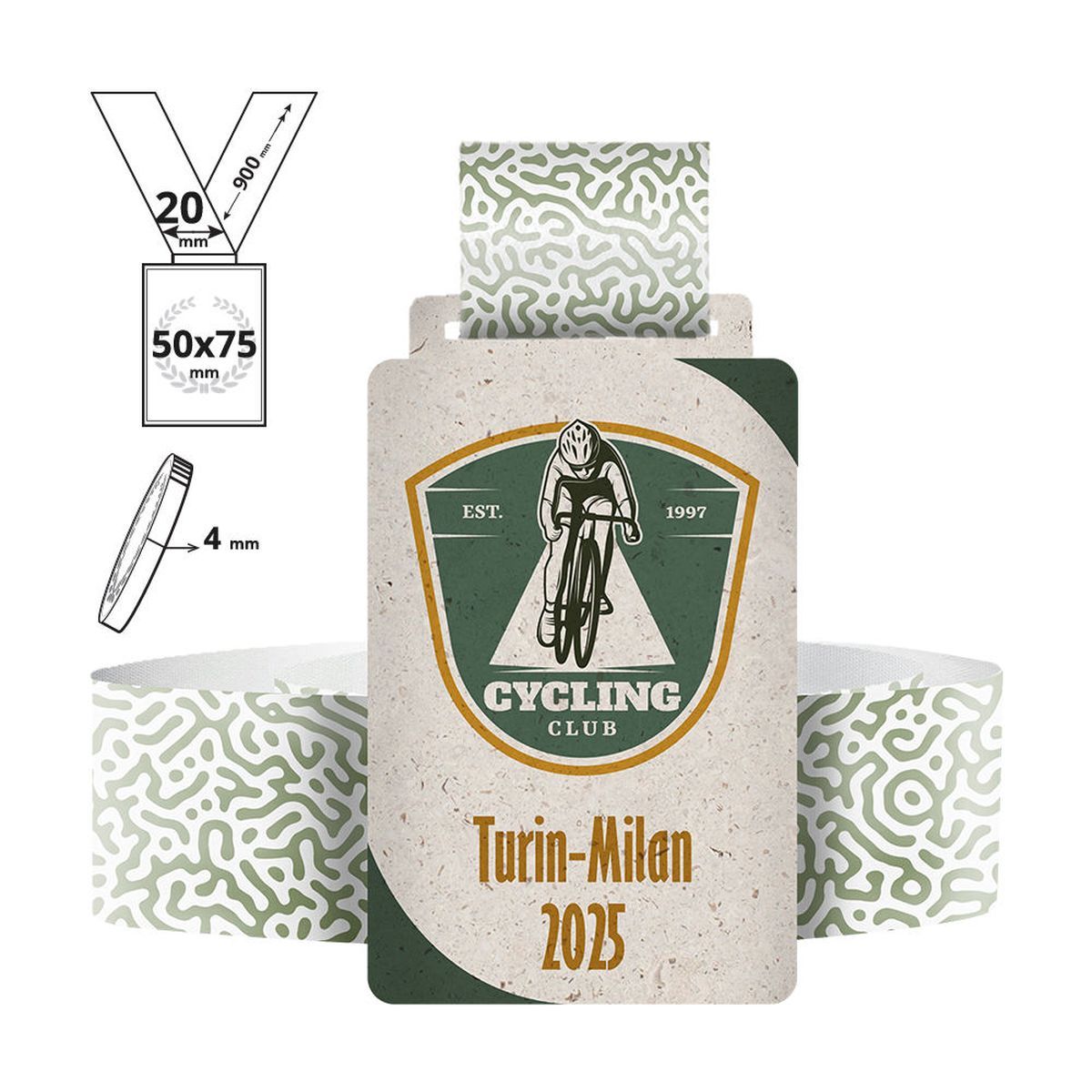 KOBE - médaille en carton recyclé 4mm, 50x75 mm | GL713340B