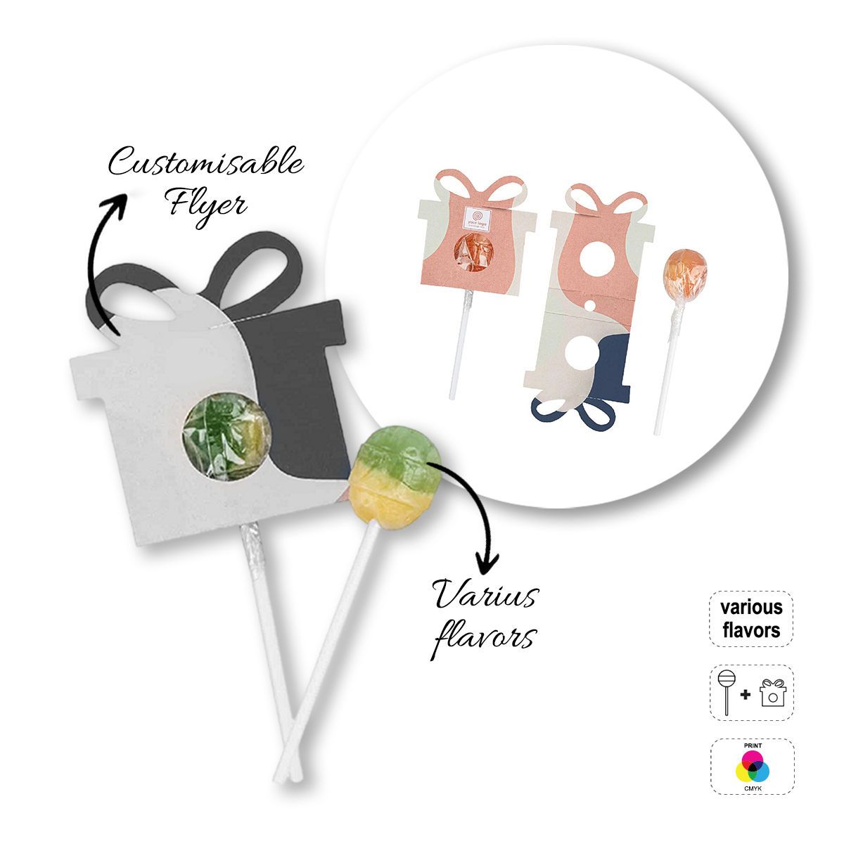 LOLLY BALL - sucette sphérique avec flyer , 52x15x129 mm | GL810502B