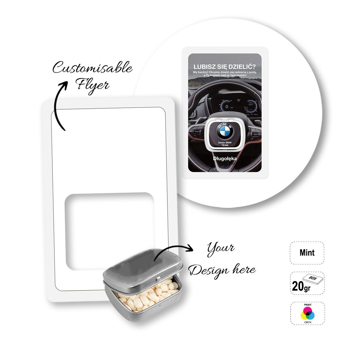 MINT CARD - boîte de bonbons à la menthe avec dépliant, 154x102x18 mm | GL810605B