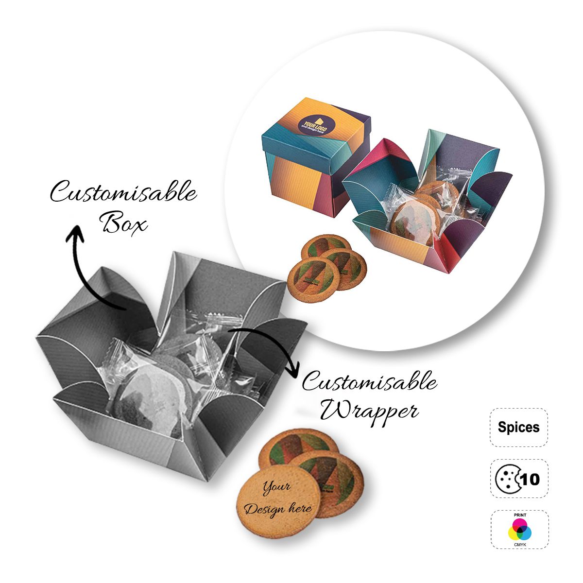 LOGO COOKIE - biscuits ronds et personnalisables, 105x105x105 mm | GL810709E