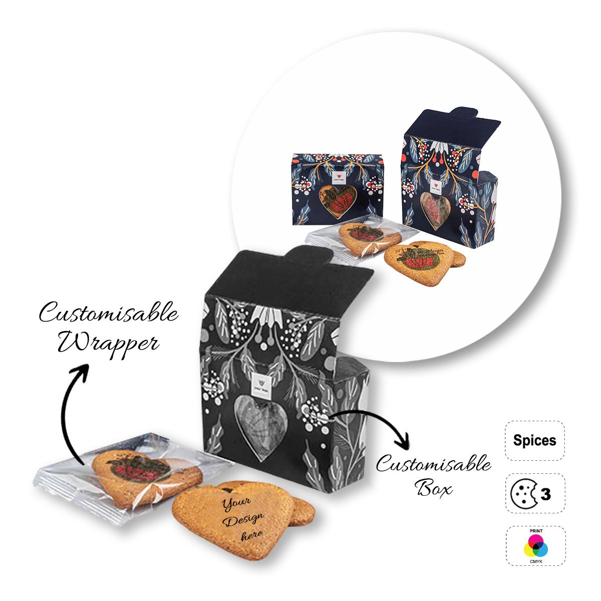 LOGO COOKIE - biscuits en forme de coeur, personnalisables, 87x59x30 mm | GL810711B