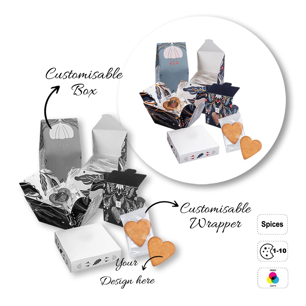 LOGO COOKIE - biscuits en forme de coeur, personnalisables, 78x67x70 mm | GL810711C