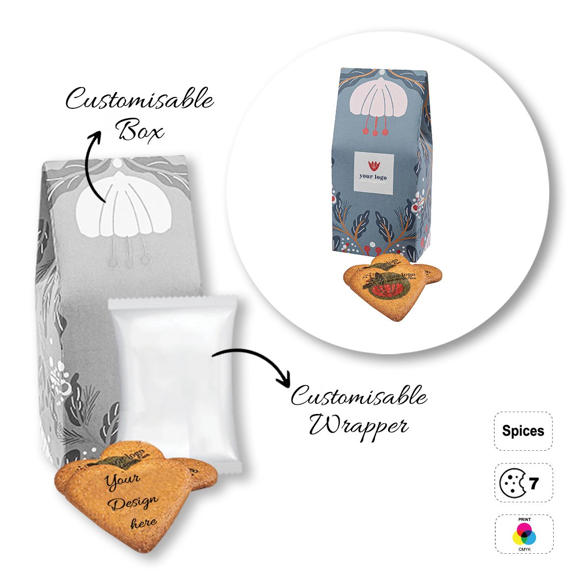 LOGO COOKIE - biscuits en forme de coeur, personnalisables, 50x80x168 mm | GL810711D