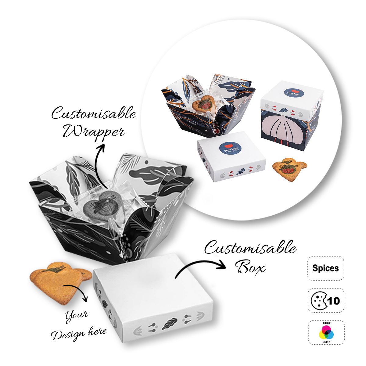 LOGO COOKIE - biscuits en forme de coeur, personnalisables, 105x105x105 mm | GL810711E